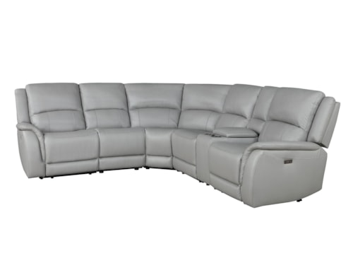 Casual Leather 6-Piece Power Reclining Sectional Sofa