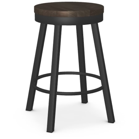 Counter Height Swivel Stool with Wood Seat