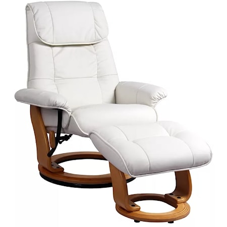 Reclining Chair and Ottoman w/ Natural Wood