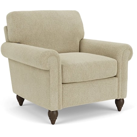 Transitional Accent Chair with Rolled Arms