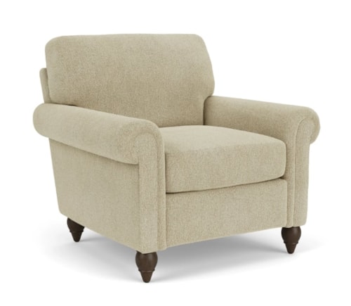Transitional Accent Chair with Rolled Arms