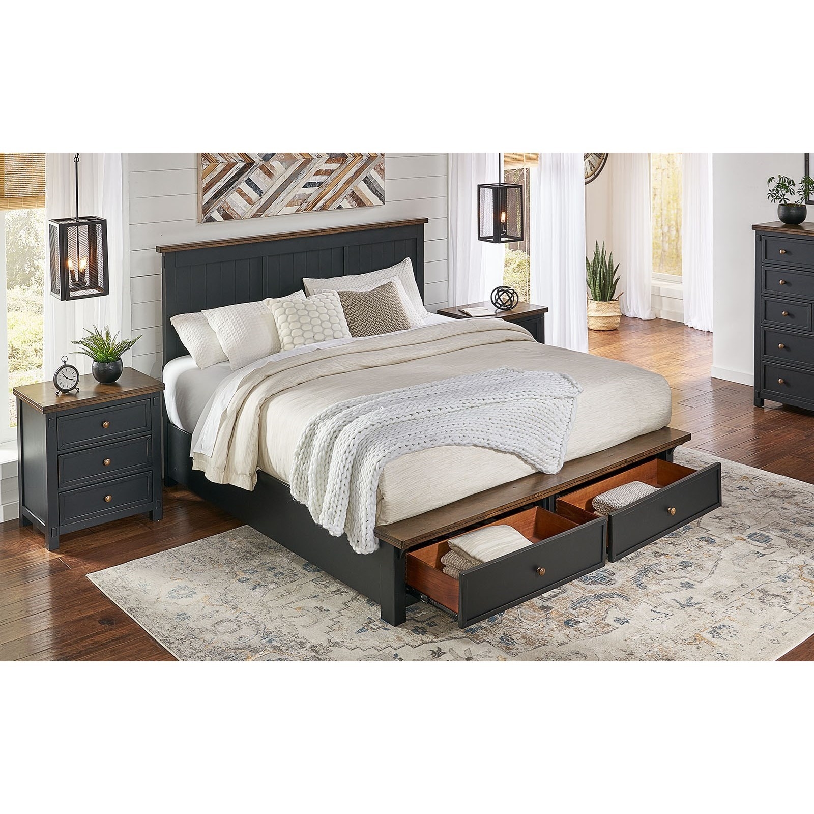 Two-Tone Queen Storage Bed