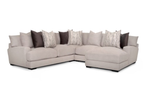 Contemporary 4-Piece Sectional Sofa with Wide Chaise