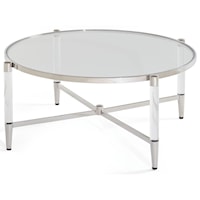 Glass Top and Steel Base Round Coffee Table