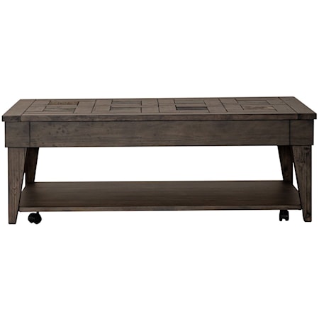 Rustic Contemporary Lift Top Cocktail Table