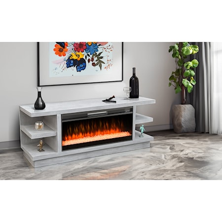 Media Console w/ Crystal Fireplace Insert