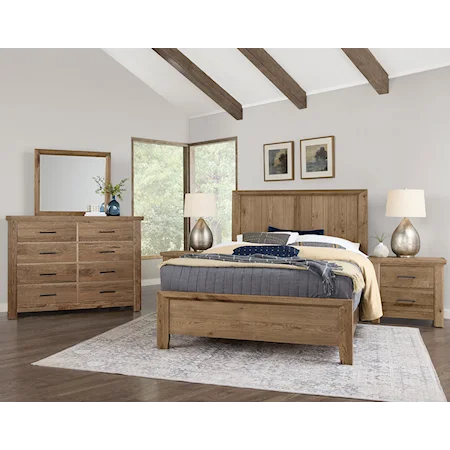 Transitional Rustic 5-Piece Queen Panel Bedroom Set