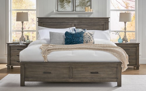 Contemporary King Panel Bed with Storage