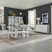 Modern Farmhouse Optional 5-Piece Pedestal Dining Table Set