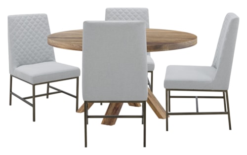 Contemporary 5-Piece Dining Set with Four Upholstered Side Chairs