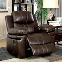 Transitional Reclining Chair with Plush Cushions