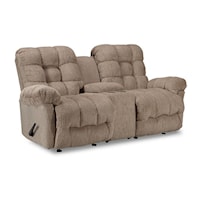 Casual Manual Rocker Loveseat with Storage Console