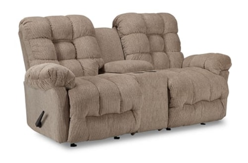 Casual Manual Rocker Loveseat with Storage Console