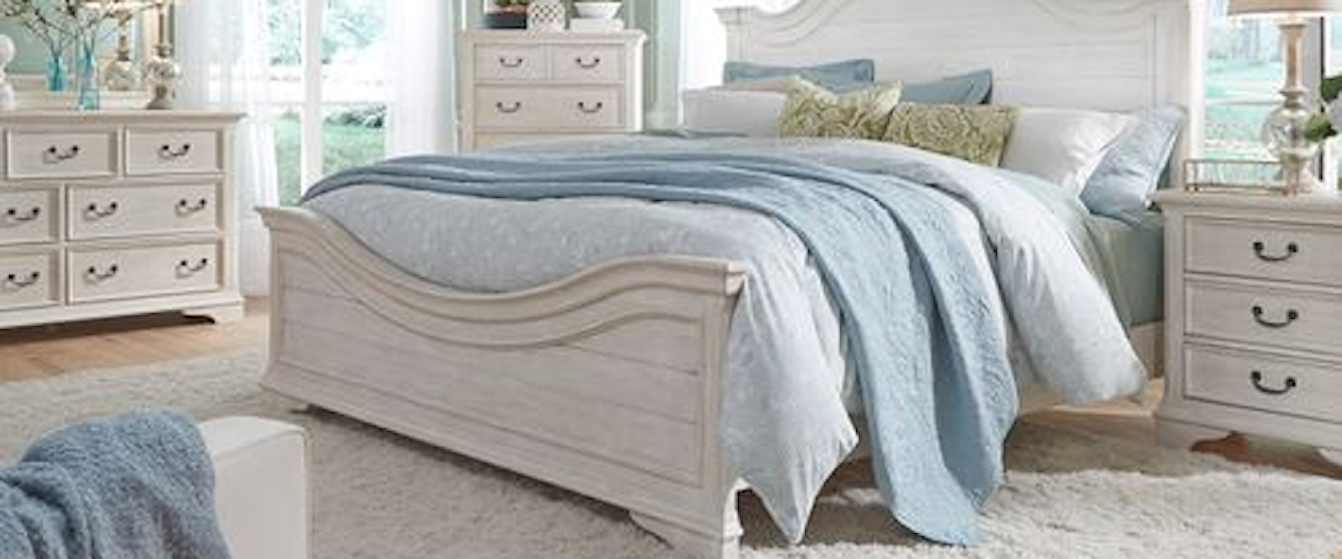 Transitional 4-Piece California King Bedroom Set with Bracket Feet