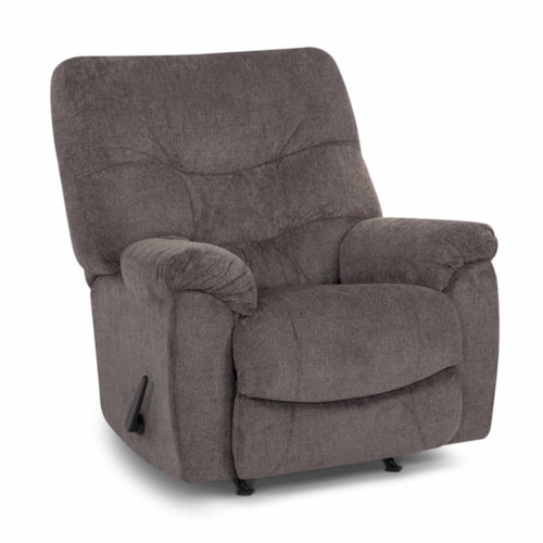 Casual Manual Rocker Recliner with Pillow Arms