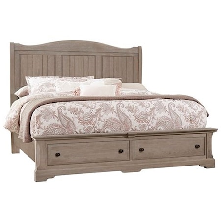 Queen Panel Bed with Footboard Storage
