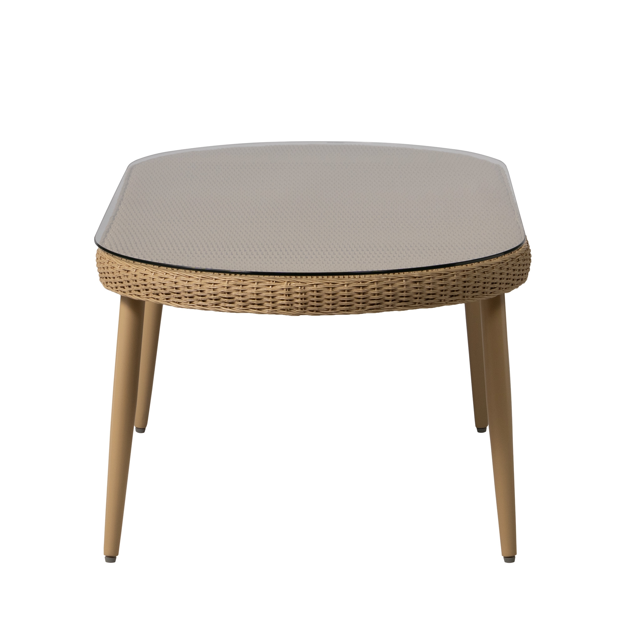 48" Oval Glass-Top Wicker Cocktail Table