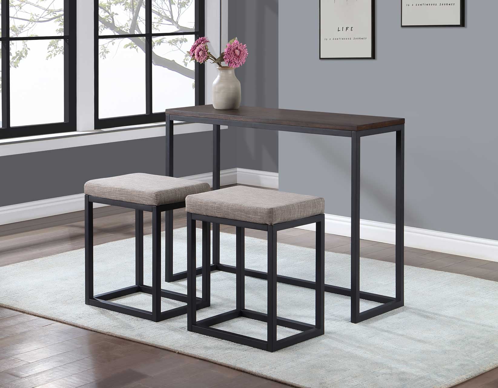 Counter Bar and Upholstered Stools