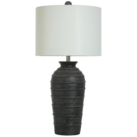 Contemporary Black Table Lamp with Textured Base