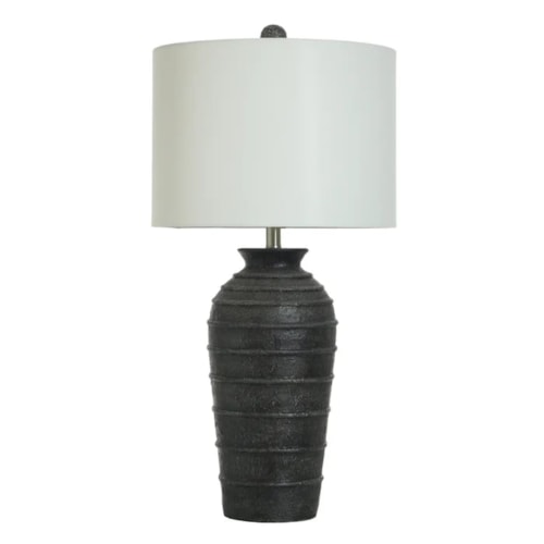 Contemporary Black Table Lamp with Textured Base