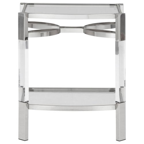 Metal/Acrylic Accent Table with Glass Top and Glass Shelf