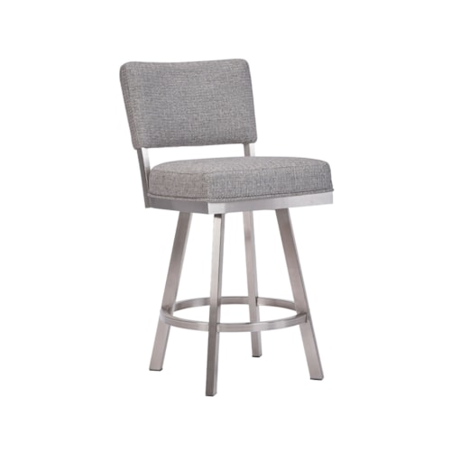 Miami Angled Swivel With Back, No Arms Brush Stainless Steel Counter Stool With Welt