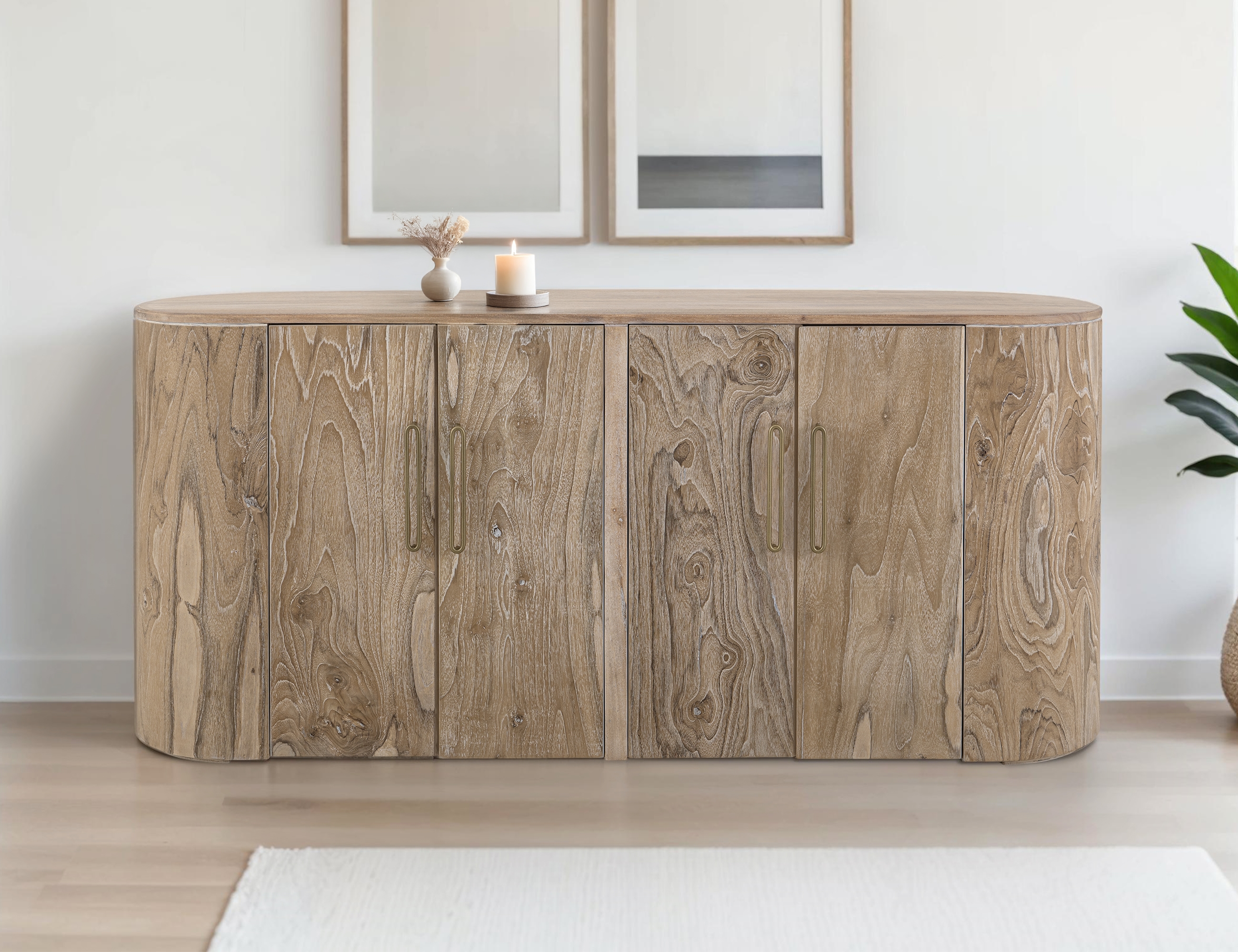 International Furniture Direct Balam 4-Door Storage Console