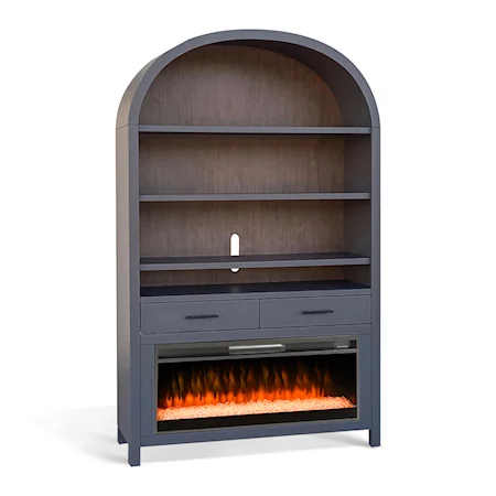 Wide Arch Bookcase with Crystal Fire Insert
