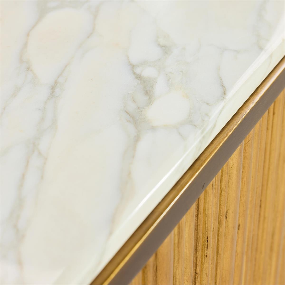 Modern Fluted Marble-Top 4-Door Credenza