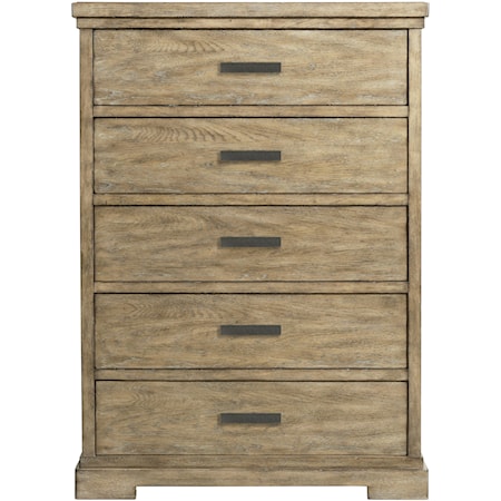 Rustic Five Drawer Chest with Felt Lined Top Drawers