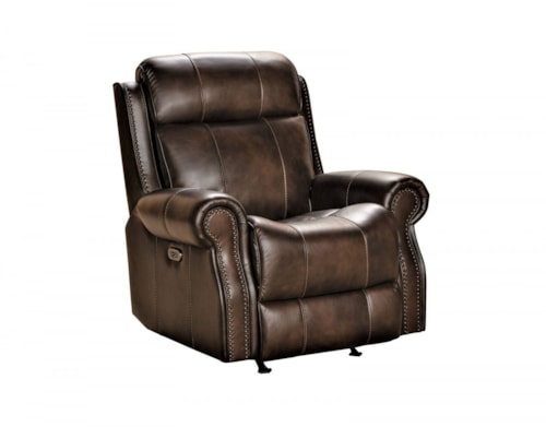 Transitional Power Recliner with Nail Head Trim
