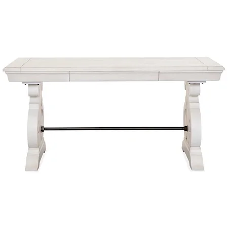 Rustic Farmhouse Table Desk with Felt-Lined Top Drawer
