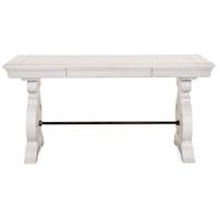 Rustic Farmhouse Table Desk with Felt-Lined Top Drawer