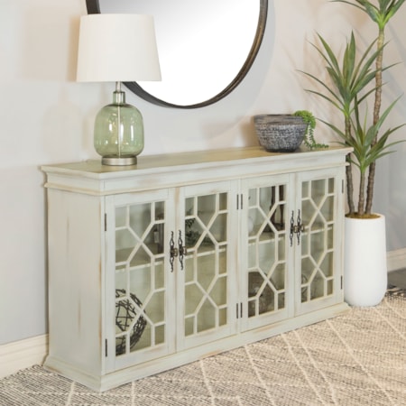 Wood Lattice Storage Accent Cabinet