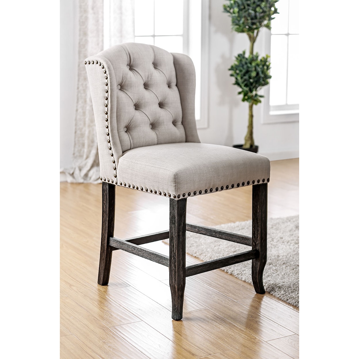 Furniture of America Sania III Wing Back Counter Height Chair