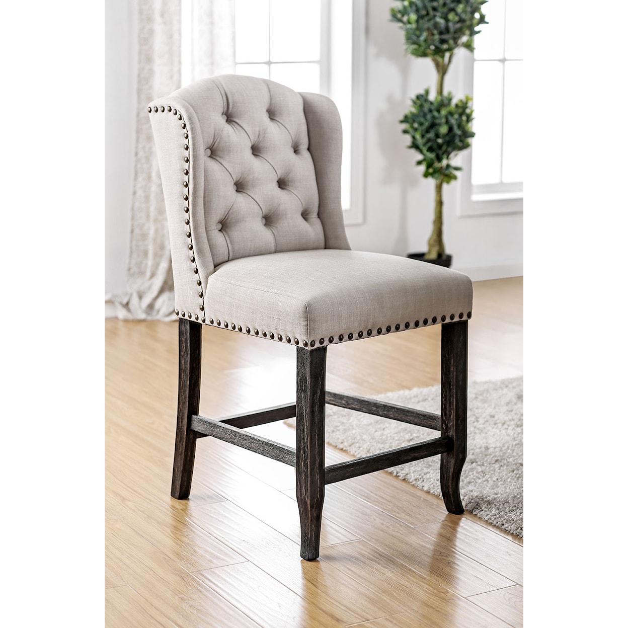 Furniture of America - FOA Sania III Wing Back Counter Height Chair