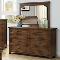 Transitional Dresser and Mirror with Felt Lined Drawer