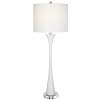 White Marble Buffet Lamp with Ivory Man-Made Stone