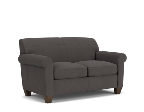 Transitional Loveseat with Tapered Legs