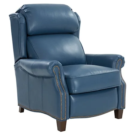 Transitional Push Back Recliner with with Nail Head Trim