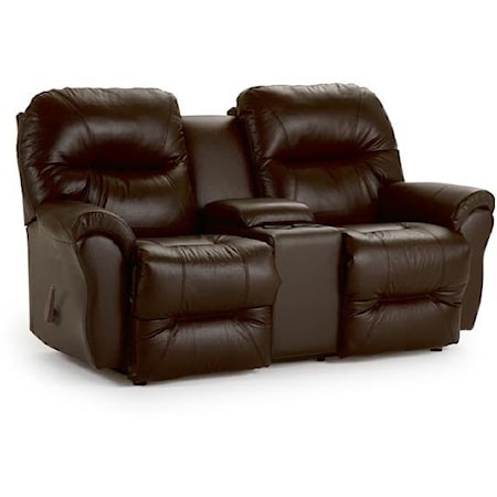 Transitional Rocking Reclining Loveseat with Storage Console