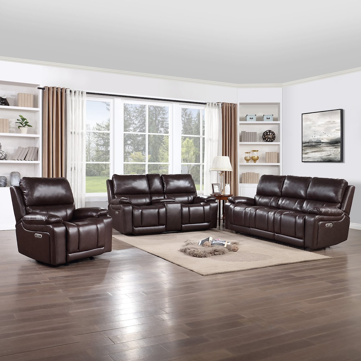 New Classic Furniture Cicero Cicero Loveseat W/ Pwr Fr & Hr-Brown