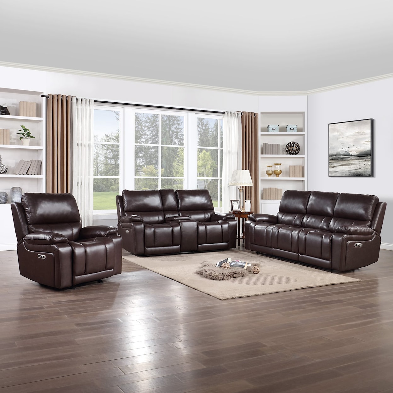 New Classic Cicero Casual Power Reclining Living Room Set-BRN