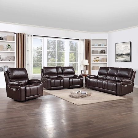 Casual Power Reclining Living Room Set-BRN