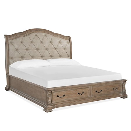 California King Upholstered Sleigh Bed