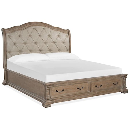 California King Upholstered Sleigh Bed