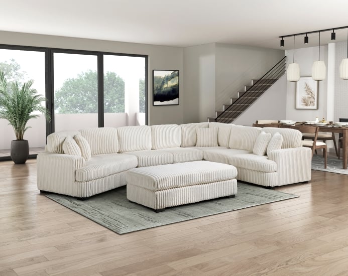 5-pc. Sectional w/Left Cuddler &amp; Ottoman