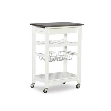 Kitchen Island White Stainless Steel Top