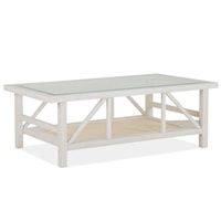 Coastal Rectangular Cocktail Table with Glass Top
