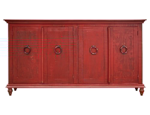 Transitional 4-Door Console with Fixed Shelves